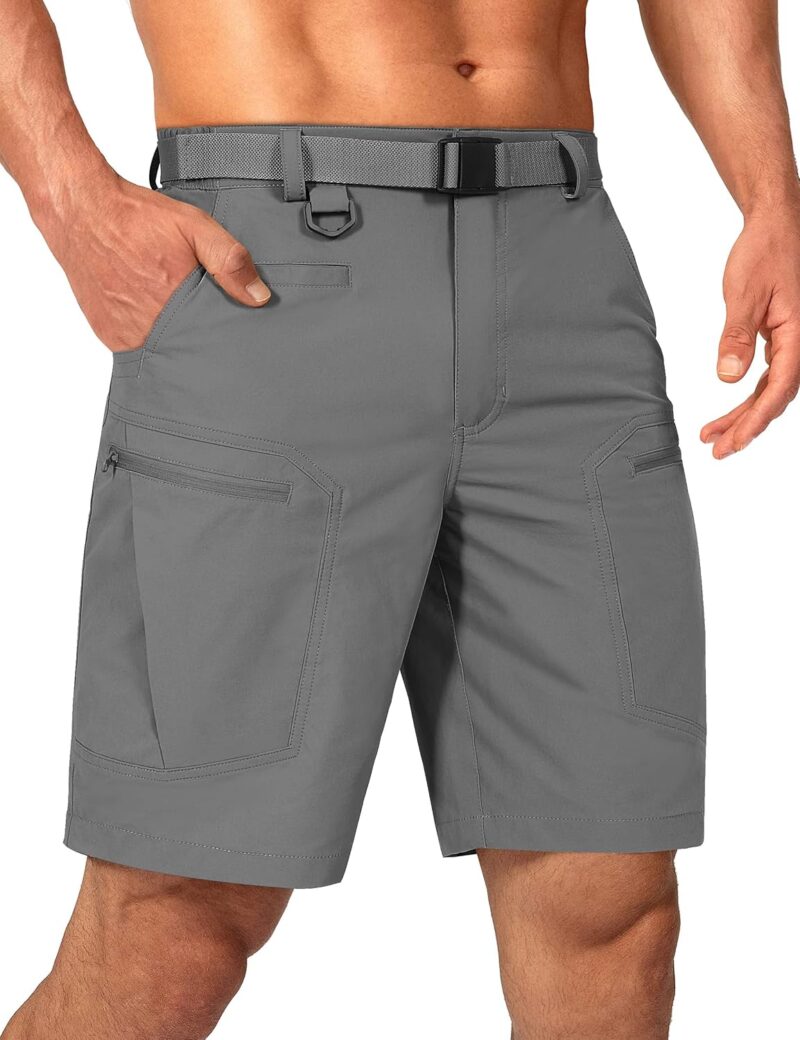 men Cargo Hiking Shorts Water Resistant Quick Dry Lightweight Breathable Tactical Shorts with Nylon Belt
