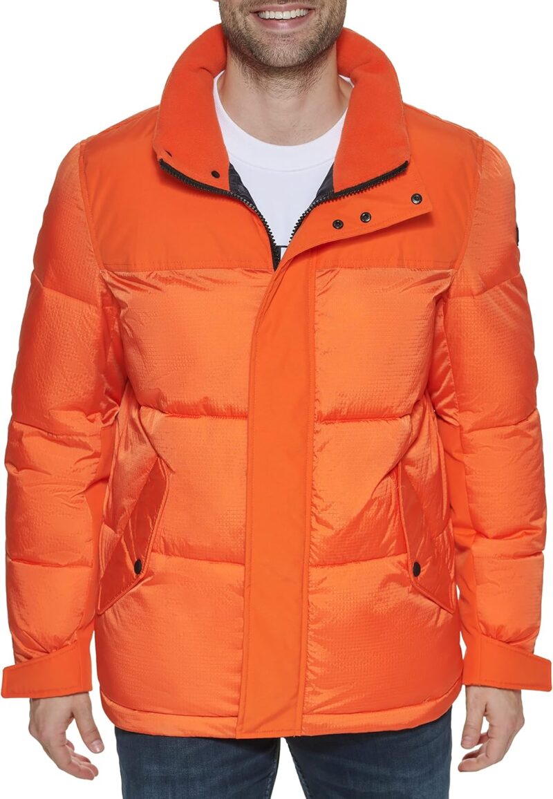 men Snap Front Puffer Jacket