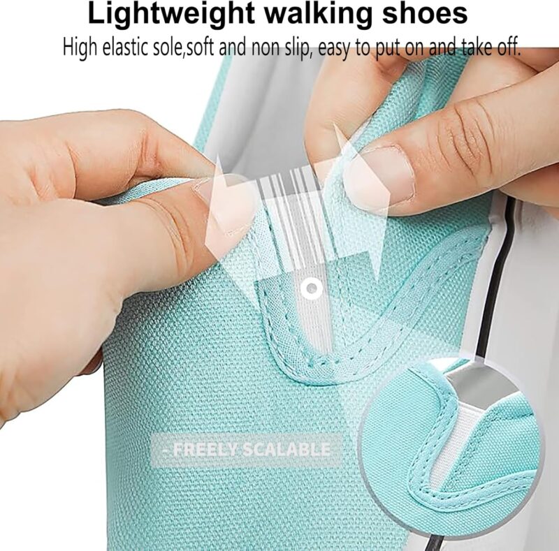 Women's Slip on Sneakers Womens Loafers Classic Canvas Leisure Vintage Flat Fashion Comfortable Elastic Sneakers - Image 2