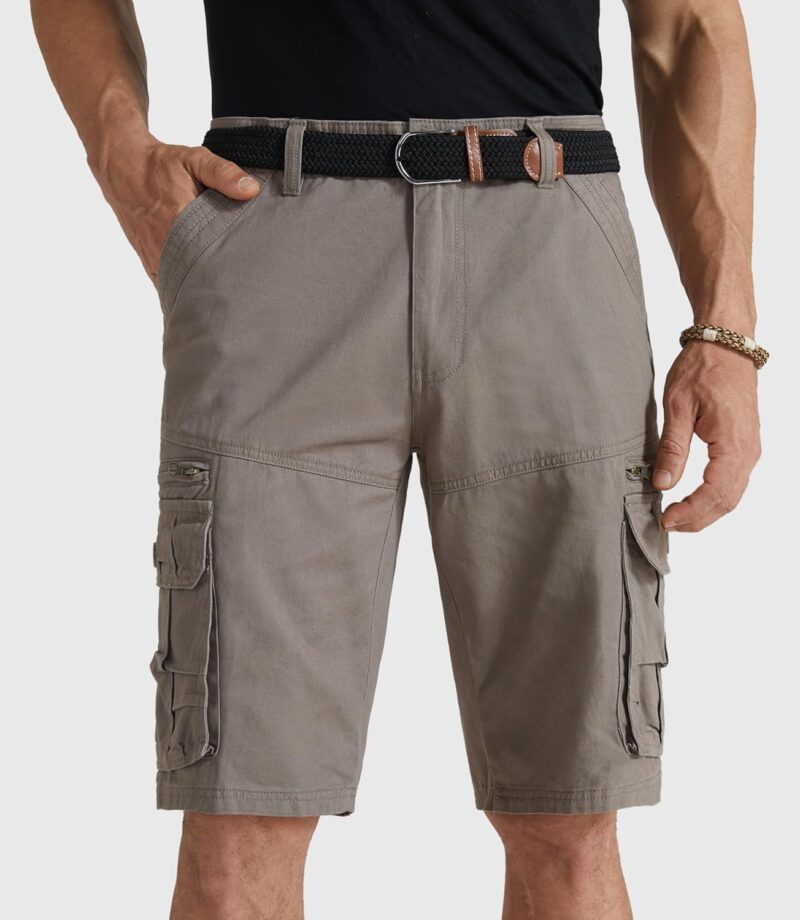 men s Cotton Work Shorts Multi Pocket Casual Workout Shorts for Men NO Belt - Image 2