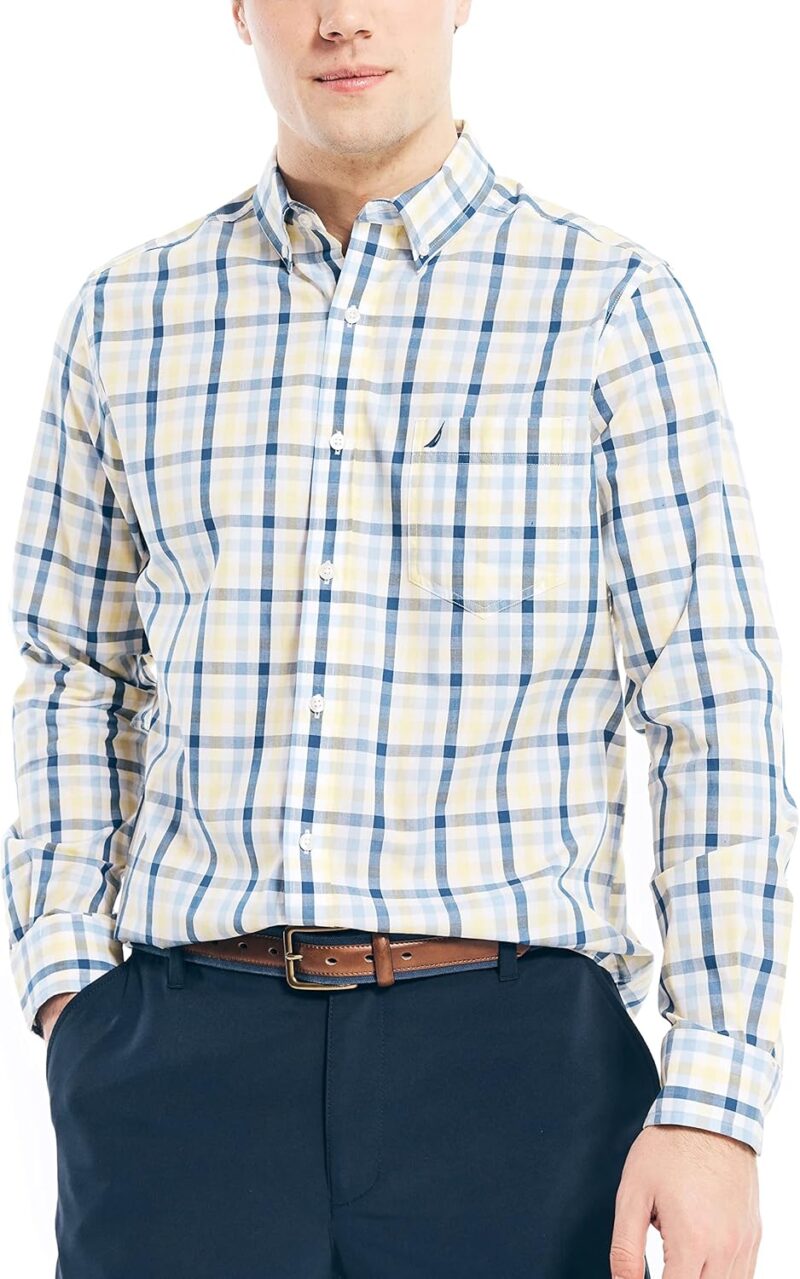 Men's Wrinkle Resistant Long Sleeve Button Front Shirt