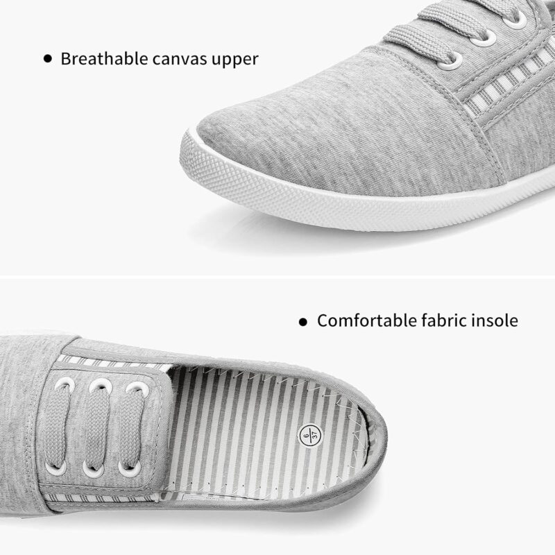 Women's Canvas Slip on Sneakers Casual Slip on Walking Shoes Womens Tennis Shoes Flat Dress Shoes Non Slip Work Shoes - Image 2