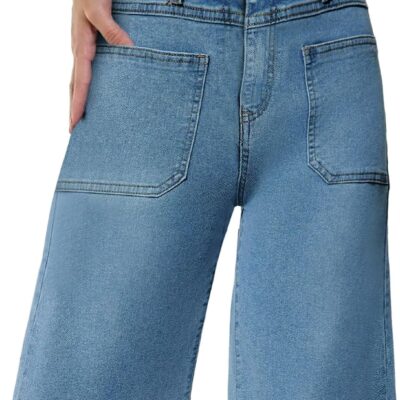 Women Front Pockets Denim Long Shorts Jorts Cargo Baggy Bermuda Jean Shorts Knee Length