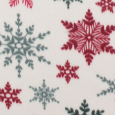 White & Red Snowflakes Blizzard Fleece Fabric