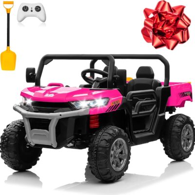 24V 4WD Ride-On Truck, 4x200W Motor, Dump Bed, Remote, Pink